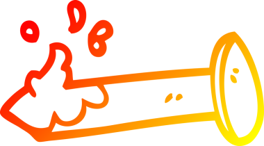 Bir insanın çizdiği kanlı çivinin sıcak çizgi çizimi.