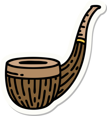 Bir insan tarafından çizilmiş sigara piposunun geleneksel stiliyle dövme çıkartması.