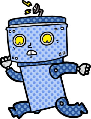 Bir insan tarafından çizilmiş çizgi film robotu