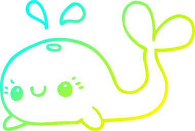 Bir insan tarafından çizilmiş bir karikatür balinası çizimi.