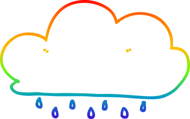 Bir insan tarafından çizilen yağmur bulutunun gökkuşağı gradyanı çizimi