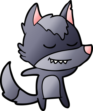 Bir insan tarafından çizilmiş dost canlısı bir kurt.