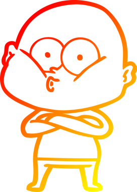 Bir insan tarafından çizilmiş kel bir adamın sıcak çizgi çizimi.