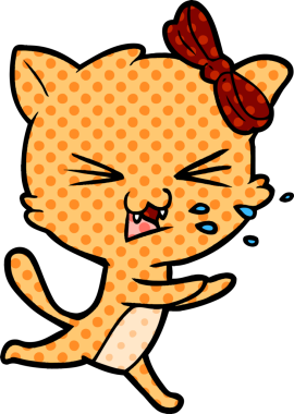 Bir insan tarafından çizilmiş çizgi film kedisi.