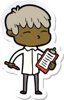 Bir insan tarafından çizilmiş meraklı bir çocuğun çıkartması.