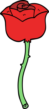 Bir insan tarafından çizilmiş çizgi film gülü