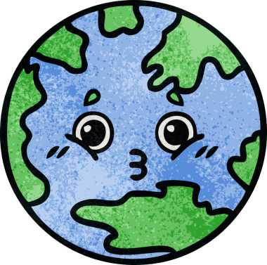 Bir insan tarafından çizilmiş bir gezegenin retro grunge doku karikatürü.