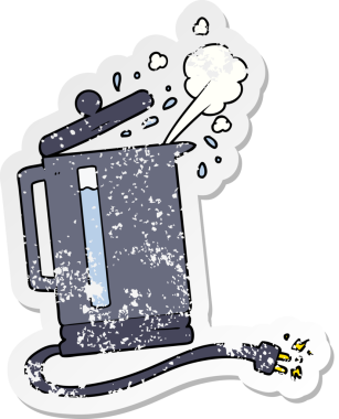 Bir insan tarafından çizilmiş elektrikli su ısıtıcısının sıkıntılı çıkartması.