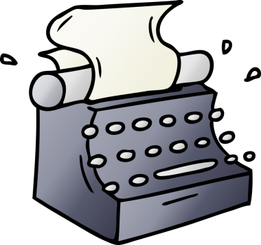 Bir insan tarafından çizilmiş eski usul daktilonun gradyan karikatürü.