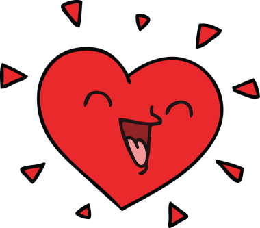 Bir insan tarafından çizilmiş garip, mutlu bir kalp.