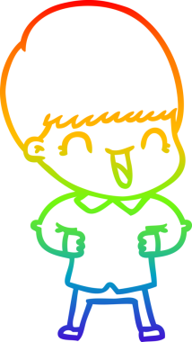 gökkuşağı gradyanı çizimi bir insan tarafından çizilmiş mutlu bir çizgi film çocuğu