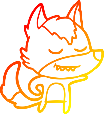 Bir insan tarafından çizilmiş dost canlısı bir kurt çizgi çizimi.