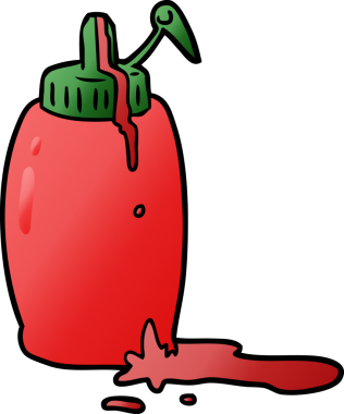 Bir insan tarafından çizilmiş domates şişesi.