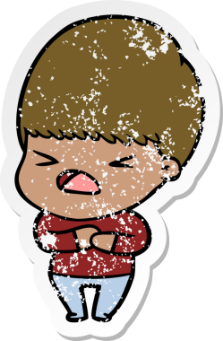 Bir insan tarafından çizilmiş stresli bir çizgi film çıkartması.