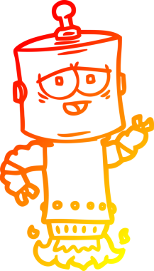 Bir insan tarafından çizilen çizgi film robotunun sıcak çizgi çizimi