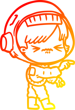 Bir insan tarafından çizilmiş kızgın bir uzay kızının sıcak çizgi çizimi