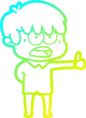 Bir insan tarafından çizilmiş endişeli çizgi film çocuğunun soğuk gradyan çizgisi.