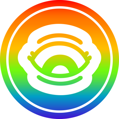 bir insan tarafından çizilmiş gökkuşağı gradyan göz dairesel simgesi