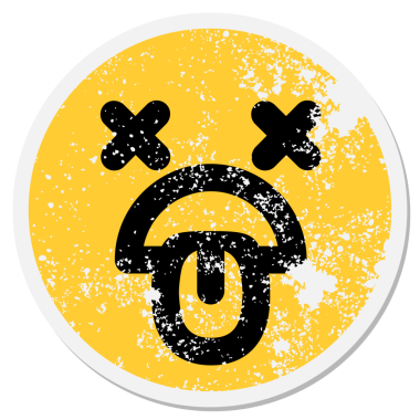 Ölü yüz dairesel etiketi bir insan tarafından çizilmiş.