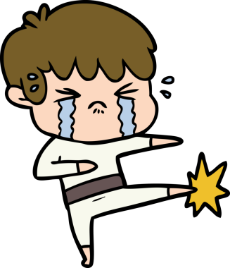 Bir insan tarafından çizilmiş ağlayan çizgi film çocuğu.