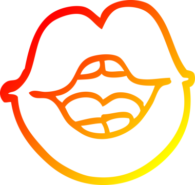 Bir insan tarafından çizilen kırmızı dudakların sıcak çizgi çizimi