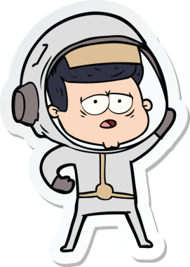 Bir insan tarafından çizilmiş yorgun bir astronotun çıkartması.