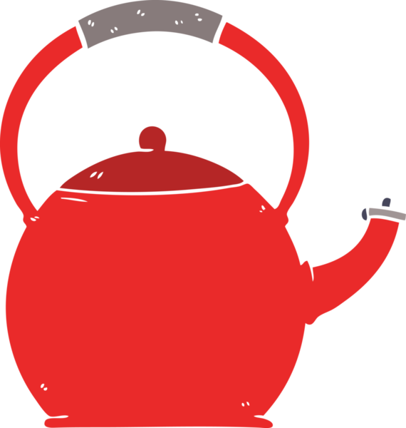 Bir insan tarafından çizilmiş düz renk çizgi film çaydanlığı