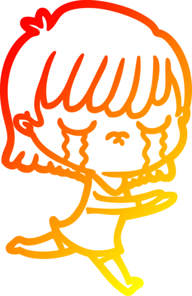 Bir insan tarafından çizilmiş, ağlayan bir çizgi kadın çizimi.