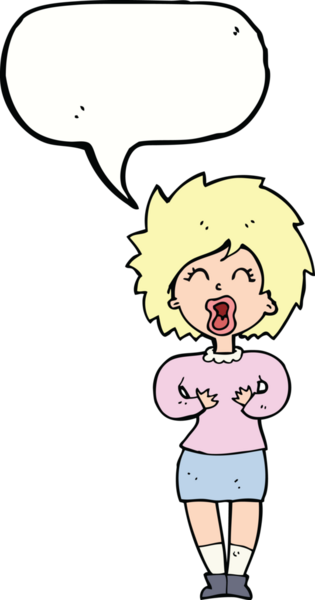 Bir insan tarafından çizilmiş konuşma balonu olan çığlık atan bir kadın.