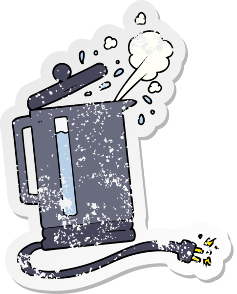 Bir insan tarafından çizilmiş elektrikli su ısıtıcısının sıkıntılı çıkartması.