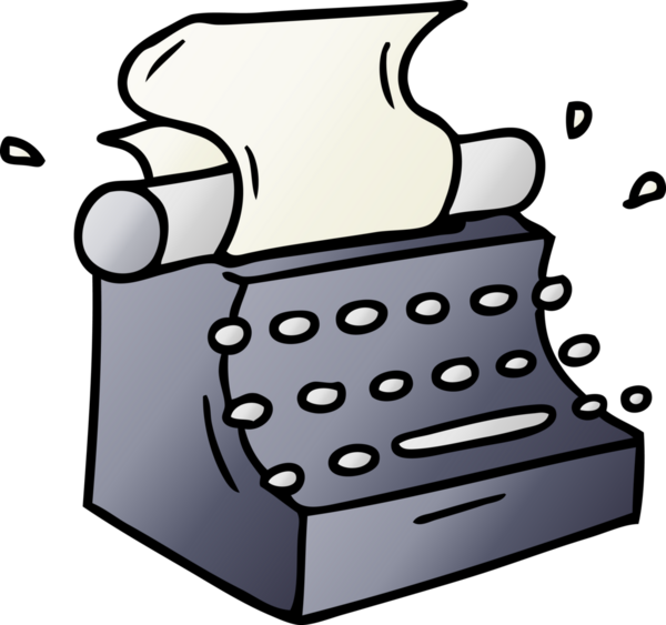 Bir insan tarafından çizilmiş eski usul daktilonun gradyan karikatürü.