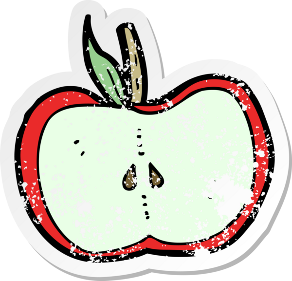 İnsan tarafından çizilmiş bir elma çizgi filminin gerilimli yapıştırması.