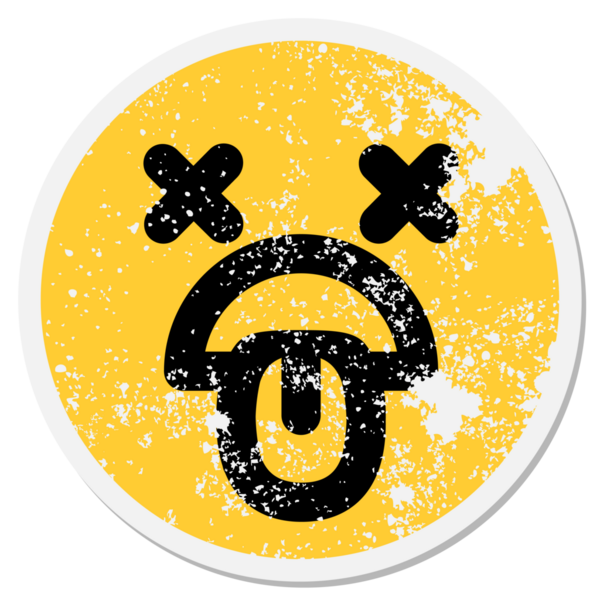 Ölü yüz dairesel etiketi bir insan tarafından çizilmiş.