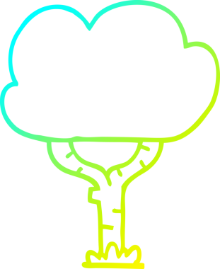 Bir insan tarafından çizilmiş bir karikatür ağacının soğuk gradyan çizimi