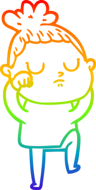 Gökkuşağı gradyan çizgi çizimi bir insan tarafından çizilmiş sakin bir kadın