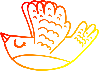 Bir insan tarafından çizilen uçan kuşun sıcak çizgi çizimi