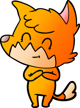 Bir insan tarafından çizilmiş çizgi film dostu tilki.