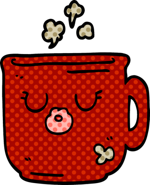 Bir insan tarafından çizilmiş sıcak kahve fincanı.