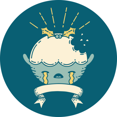 Bir insan tarafından çizilmiş dövme stili bir puding karakteri.