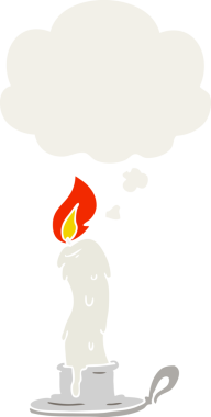 insan tarafından çizilmiş, düşünce baloncuklu çizgi film mumu.