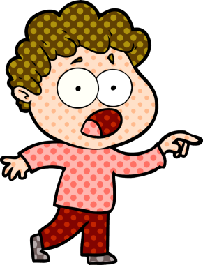 Bir insan tarafından çizilmiş bir karikatür adamı şaşkınlıkla nefes nefese kaldı.