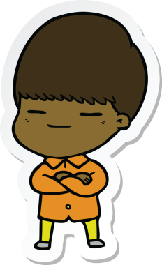 Bir insan tarafından çizilmiş kendini beğenmiş bir çocuğun çıkartması.