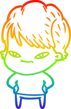 gökkuşağı gradyan çizimi bir insan tarafından çizilmiş mutlu bir kadın çizgi