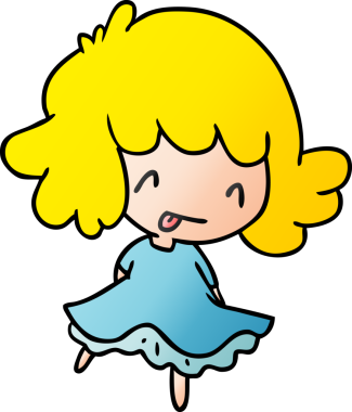 Bir insan tarafından çizilmiş sevimli bir kawai kızının gradyan çizimi.