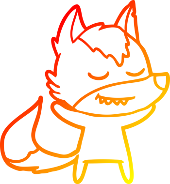 Bir insan tarafından çizilmiş dost canlısı bir kurt çizgi çizimi.