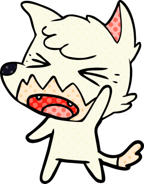 Bir insan tarafından çizilmiş kızgın çizgi film tilkisi.