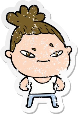 Bir insan tarafından çizilmiş karikatür bir kadının sıkıntılı çıkartması.