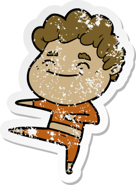 Bir insan tarafından çizilmiş, karikatür dostu bir adamın sıkıntılı çıkartması.