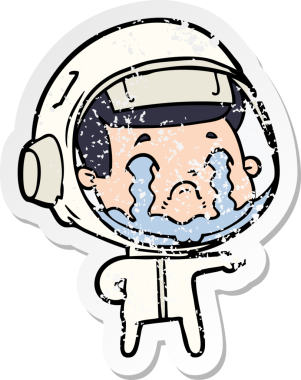Bir insan tarafından çizilmiş ağlayan bir astronotun sıkıntılı çıkartması.