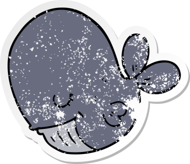 Bir insan tarafından çizilmiş karikatür balinasının sıkıntılı çıkartması.